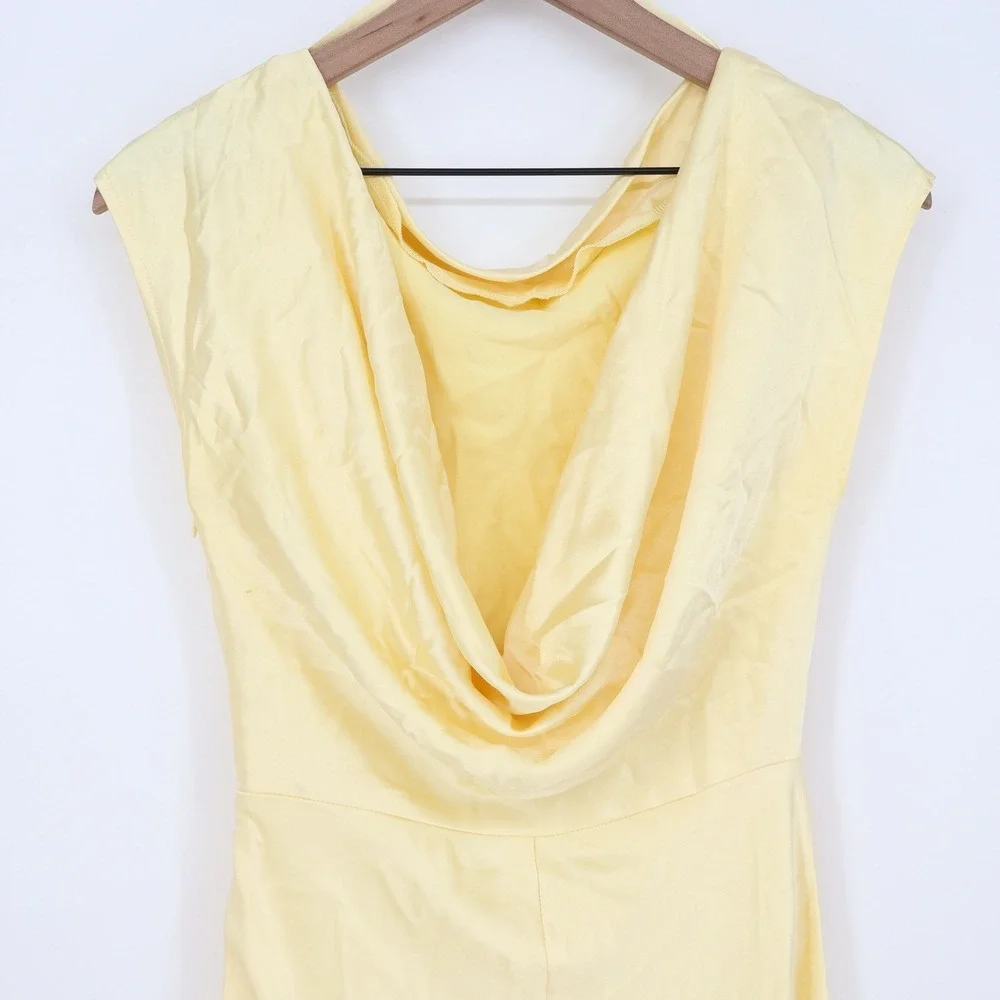 NWT Here Comes the Sun Butter Yellow Elegant Satin Maxi Dress - Picture 12 of 15
